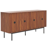 Safavieh Mayln 4 Door Sideboard/Mediastand Walnut / White / Black Legs 62.8" x 18.4" x 32.3"