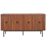 Safavieh Mayln 4 Door Sideboard/Mediastand Walnut / White / Black Legs 62.8" x 18.4" x 32.3"