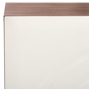 Safavieh Mayln 4 Door Sideboard/Mediastand Walnut / White / Black Legs 62.8" x 18.4" x 32.3"