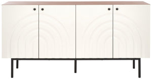 Safavieh Mayln 4 Door Sideboard/Mediastand Walnut / White / Black Legs 62.8" x 18.4" x 32.3"