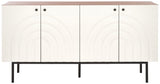 Safavieh Mayln 4 Door Sideboard/Mediastand Walnut / White / Black Legs 62.8" x 18.4" x 32.3"