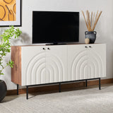 Safavieh Mayln 4 Door Sideboard/Mediastand Walnut / White / Black Legs 62.8" x 18.4" x 32.3"