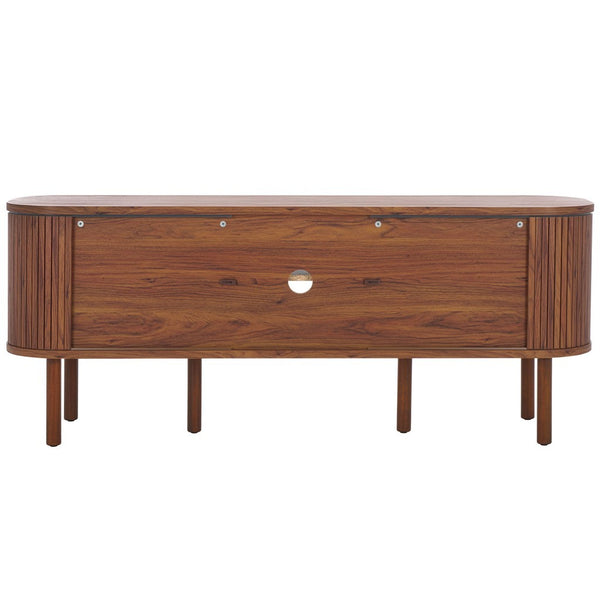 Safavieh Tealla 2 Tambour & 1 Glass Lift Door Media Stand Walnut / Gold MED9635A