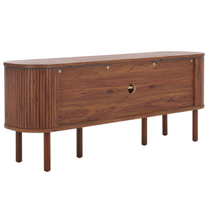 Safavieh Tealla 2 Tambour & 1 Glass Lift Door Media Stand Walnut / Gold MED9635A