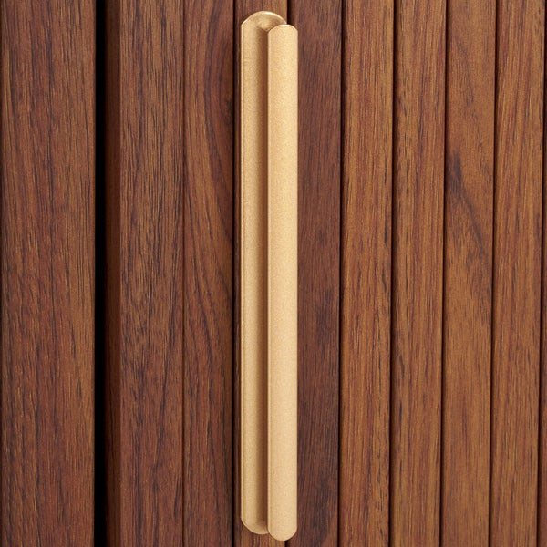 Safavieh Tealla 2 Tambour & 1 Glass Lift Door Media Stand Walnut / Gold MED9635A