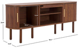 Safavieh Tealla 2 Tambour & 1 Glass Lift Door Media Stand Walnut / Gold MED9635A