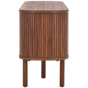 Safavieh Tealla 2 Tambour & 1 Glass Lift Door Media Stand Walnut / Gold MED9635A