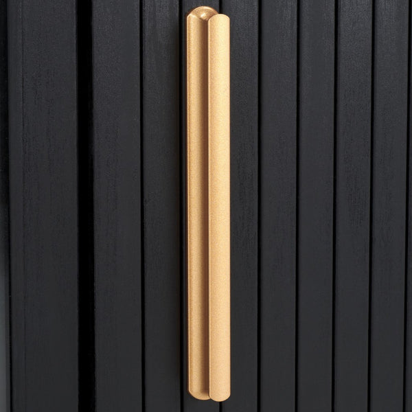 Safavieh Tealla 2 Tambour & 1 Glass Lift Door Media Stand Black / Gold MED9635B