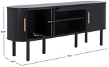 Safavieh Tealla 2 Tambour & 1 Glass Lift Door Media Stand Black / Gold MED9635B