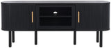 Safavieh Tealla 2 Tambour & 1 Glass Lift Door Media Stand Black / Gold MED9635B