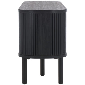 Safavieh Tealla 2 Tambour & 1 Glass Lift Door Media Stand Black / Gold MED9635B