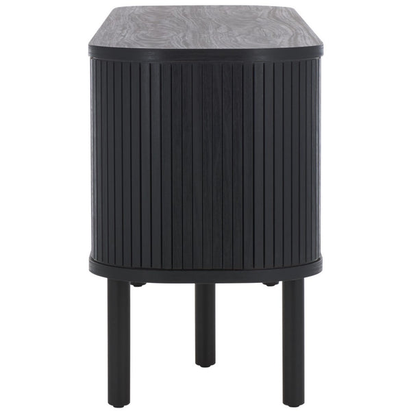 Safavieh Tealla 2 Tambour & 1 Glass Lift Door Media Stand Black / Gold MED9635B