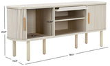 Safavieh Tealla 2 Tambour & 1 Glass Lift Door Media Stand Bleached White / Gold MED9635C