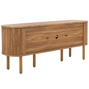 Safavieh Tealla 2 Tambour & 1 Glass Lift Door Media Stand Oak / Gold MED9635D