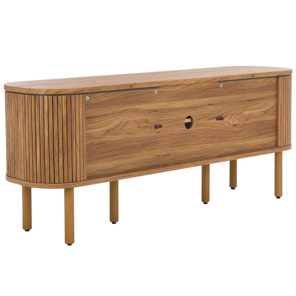 Safavieh Tealla 2 Tambour & 1 Glass Lift Door Media Stand Oak / Gold MED9635D