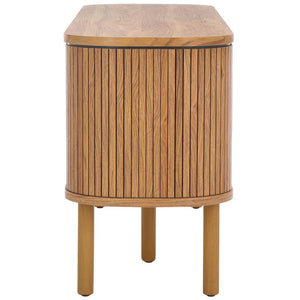 Safavieh Tealla 2 Tambour & 1 Glass Lift Door Media Stand Oak / Gold MED9635D