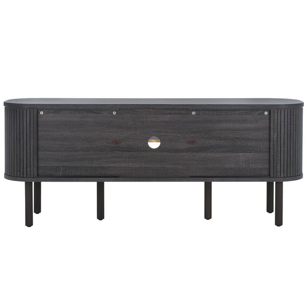 Safavieh Tealla 2 Tambour & 1 Glass Lift Door Media Stand Distressed Black / Gold MED9635E