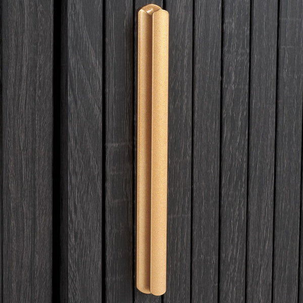 Safavieh Tealla 2 Tambour & 1 Glass Lift Door Media Stand Distressed Black / Gold MED9635E