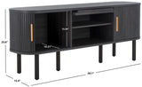 Safavieh Tealla 2 Tambour & 1 Glass Lift Door Media Stand Distressed Black / Gold MED9635E