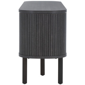 Safavieh Tealla 2 Tambour & 1 Glass Lift Door Media Stand Distressed Black / Gold MED9635E