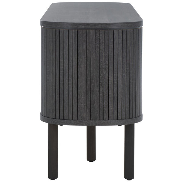 Safavieh Tealla 2 Tambour & 1 Glass Lift Door Media Stand Distressed Black / Gold MED9635E