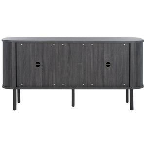 Safavieh Tealla 2 Tambour Door Sideboard - Mid-Century Modern Media Stand With Stylish Storage Solutions Distressed Black / Gold MED9636E