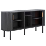 Safavieh Tealla 2 Tambour Door Sideboard/Media Stand Distressed Black / Gold MED9636E