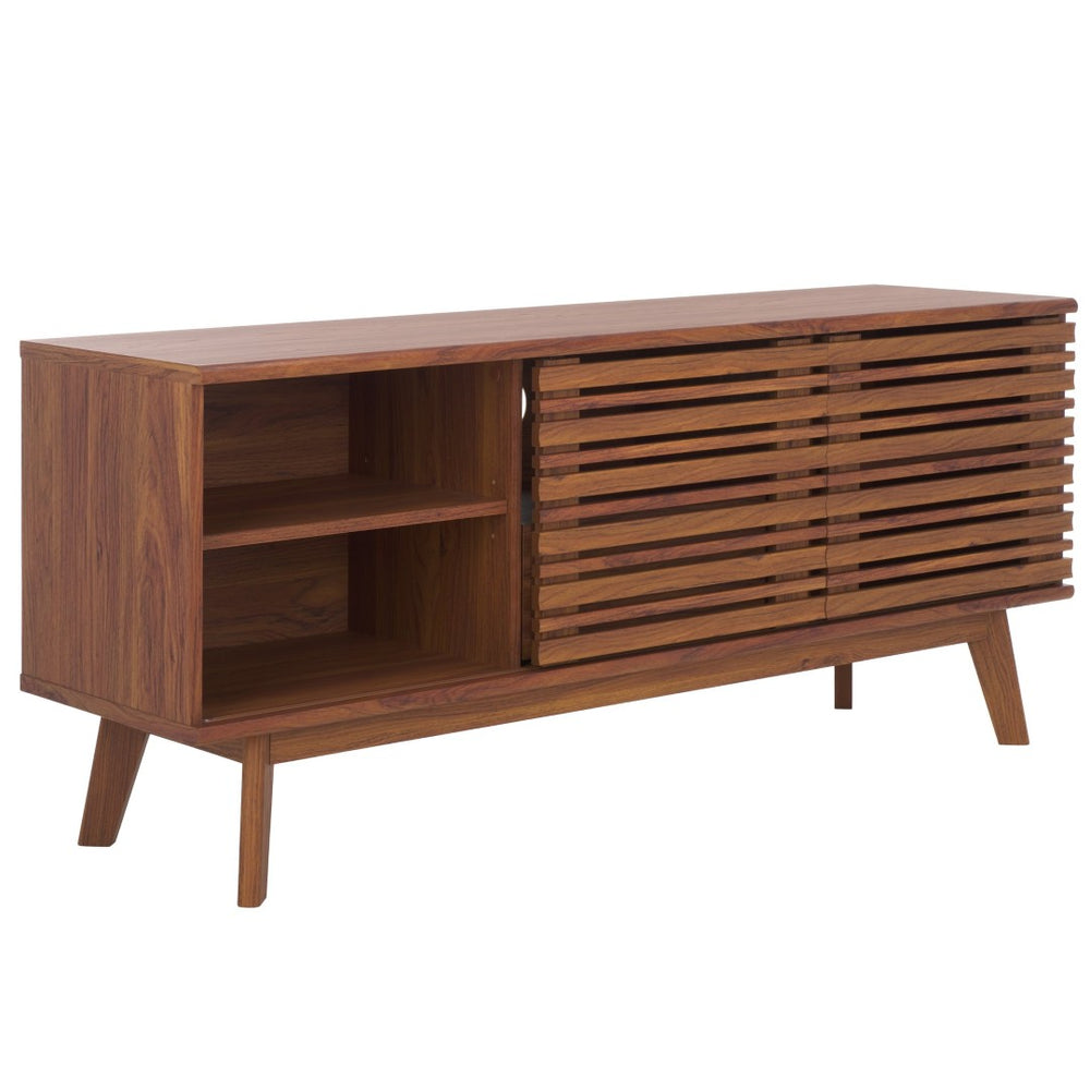 Safavieh Esma Contemporary Low Sideboard - Versatile Media Stand With Sleek Design And Ample Storage Space Walnut MED9638A
