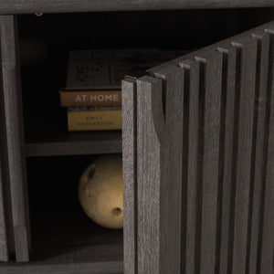 Safavieh Enid 4 Door Media Stand Distressed Black 59.9" x 15.4" x 23.1"