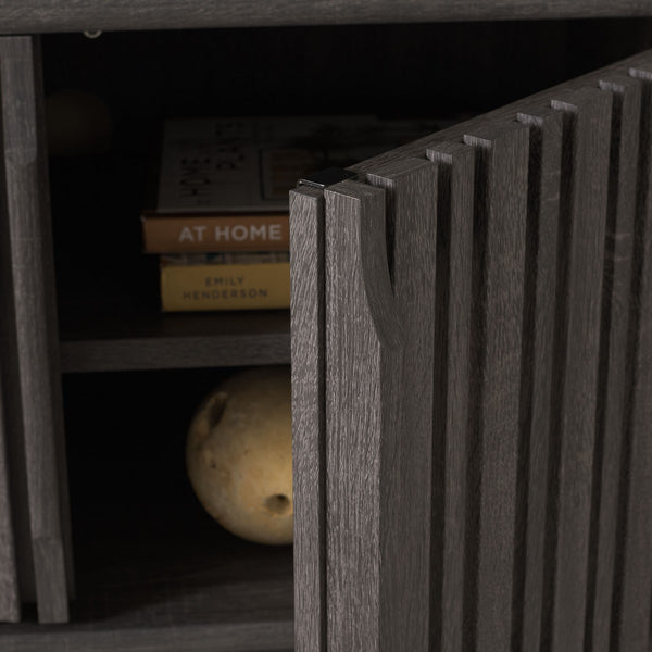 Safavieh Enid 4 Door Media Stand Distressed Black 59.9" x 15.4" x 23.1"