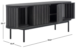 Safavieh Enid 4 Door Media Stand Distressed Black 59.9" x 15.4" x 23.1"