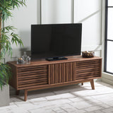 Safavieh Esma 3 Door Media Stand Walnut 58.7" x 15.2" x 21.1"