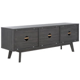 Safavieh Esma 3 Door Media Stand Distressed Black 58.7" x 15.2" x 21.1"