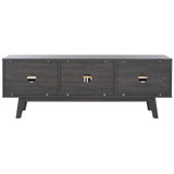 Safavieh Esma 3 Door Media Stand Distressed Black 58.7" x 15.2" x 21.1"