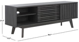 Safavieh Esma 3 Door Media Stand Distressed Black 58.7" x 15.2" x 21.1"