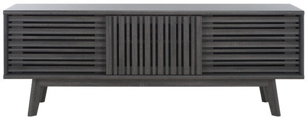 Safavieh Esma 3 Door Media Stand Distressed Black 58.7" x 15.2" x 21.1"