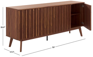 Safavieh Helena Large Media Stand - Elegant Walnut Finish With 4 Drawers & 4 Shelves For Stylish Storage Walnut Wood,Metal Med9641a-2bx