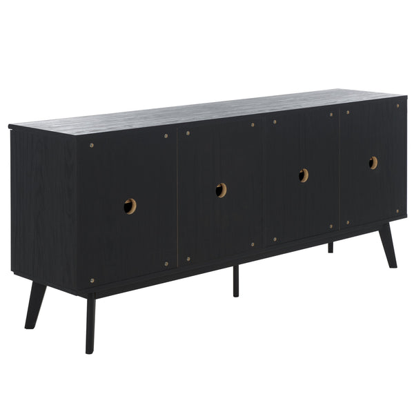 Safavieh Helena Large Media Stand - Elegant Walnut Finish With 4 Drawers & 4 Shelves For Stylish Storage Black Wood,Metal Med9641b-2bx