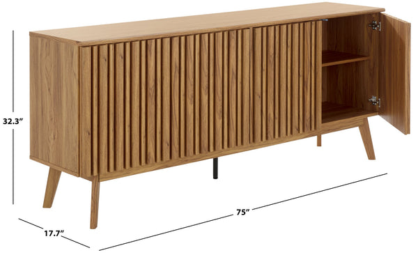 Safavieh Helena Large Media Stand - Elegant Walnut Finish With 4 Drawers & 4 Shelves For Stylish Storage Oak Wood,Metal Med9641c-2bx