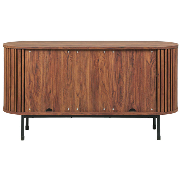 Safavieh Enid Large 2 Door Sideboard And Media Stand – Elegant Walnut Design With Sleek Black Accents Walnut ,Black Wood ,Metal Med9644a-2bx