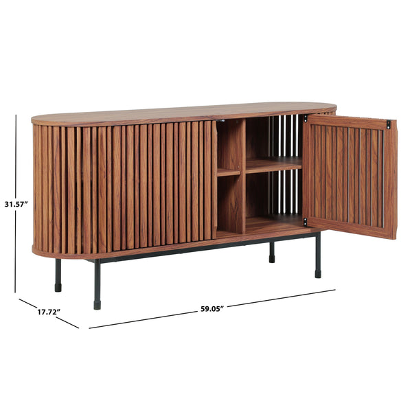 Safavieh Enid Large 2 Door Sideboard And Media Stand – Elegant Walnut Design With Sleek Black Accents Walnut ,Black Wood ,Metal Med9644a-2bx