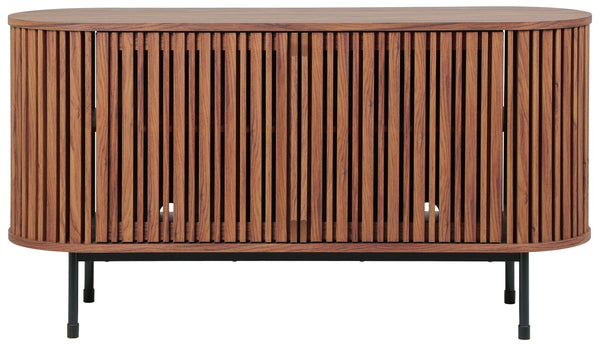 Safavieh Enid Large 2 Door Sideboard And Media Stand – Elegant Walnut Design With Sleek Black Accents Walnut ,Black Wood ,Metal Med9644a-2bx