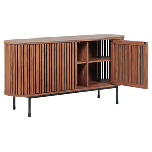 Safavieh Enid Large 2 Door Sideboard And Media Stand – Elegant Walnut Design With Sleek Black Accents Walnut ,Black Wood ,Metal Med9644a-2bx