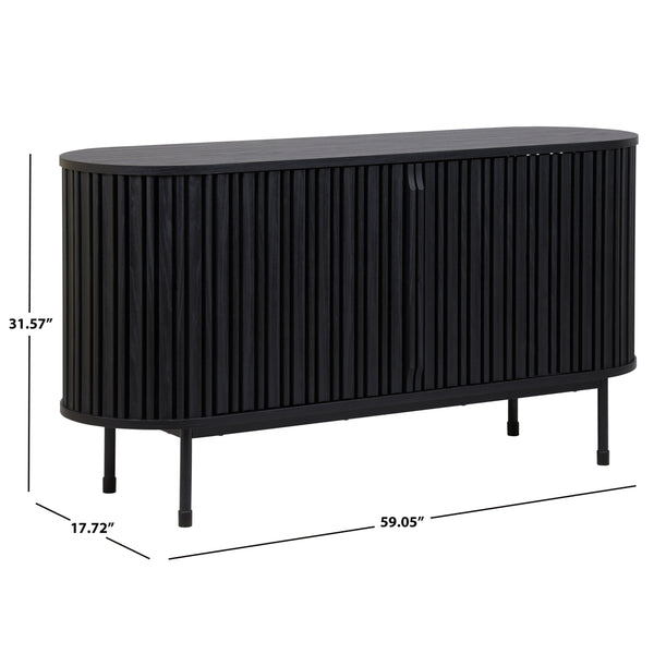 Safavieh Enid Large 2 Door Sideboard And Media Stand – Elegant Walnut Design With Sleek Black Accents Black ,Black Wood ,Metal Med9644b-2bx