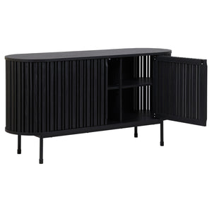 Safavieh Enid Large 2 Door Sideboard And Media Stand – Elegant Walnut Design With Sleek Black Accents Black ,Black Wood ,Metal Med9644b-2bx
