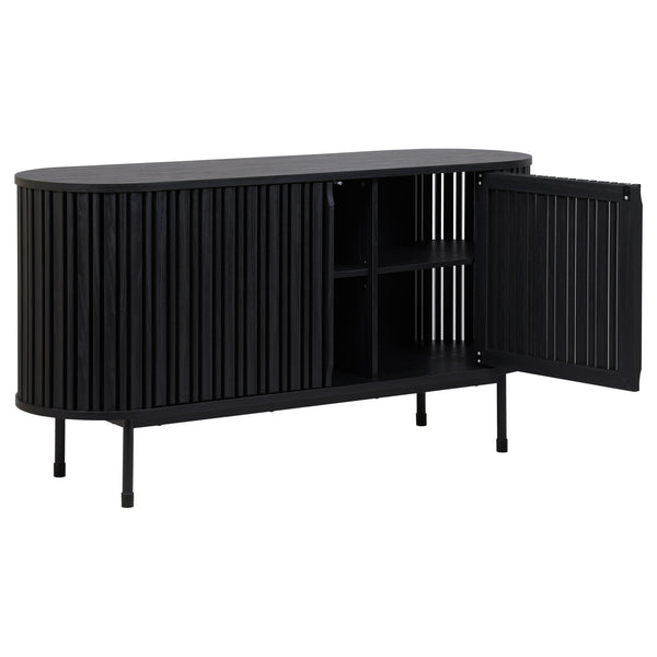 Safavieh Enid Large 2 Door Sideboard And Media Stand – Elegant Walnut Design With Sleek Black Accents Black ,Black Wood ,Metal Med9644b-2bx