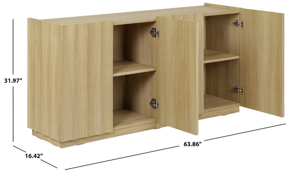 Safavieh Bloom Scalloped Oak Two Door Sideboard with Architectural Detail for Living or Dining MED9646A-2BX