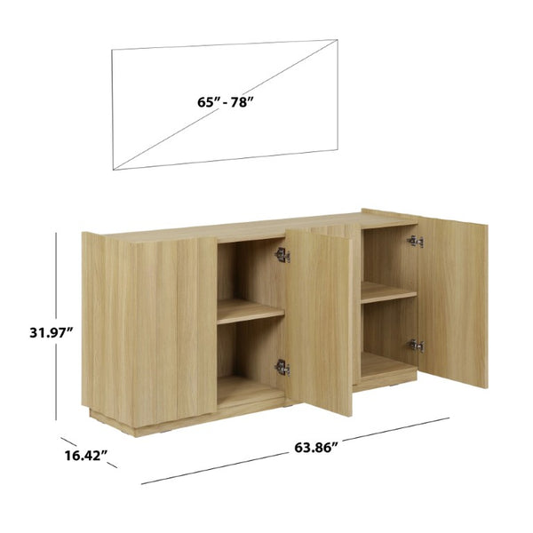 Safavieh Bloom Scalloped Oak Two Door Sideboard with Architectural Detail for Living or Dining MED9646A-2BX