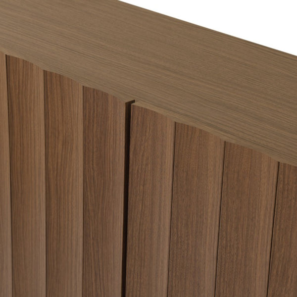 Safavieh Bloom Scalloped Two Door Sideboard in Brown Oak with Sculptural Panel Detail MED9646B-2BX