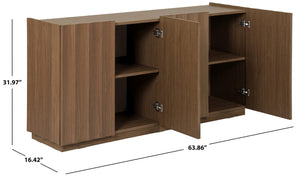 Safavieh Bloom Scalloped Two Door Sideboard in Brown Oak with Sculptural Panel Detail MED9646B-2BX